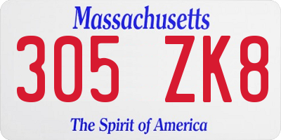 MA license plate 305ZK8