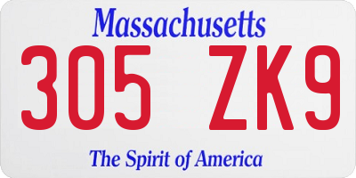 MA license plate 305ZK9