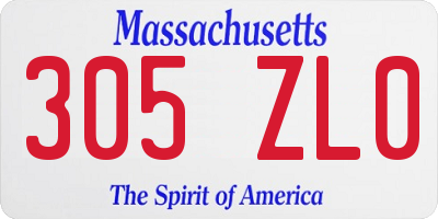 MA license plate 305ZL0