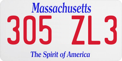 MA license plate 305ZL3