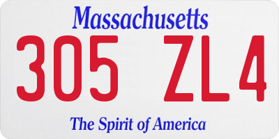 MA license plate 305ZL4