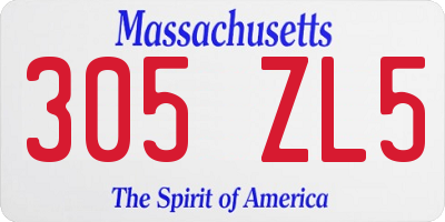 MA license plate 305ZL5