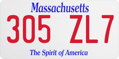 MA license plate 305ZL7