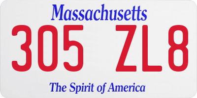MA license plate 305ZL8