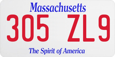 MA license plate 305ZL9