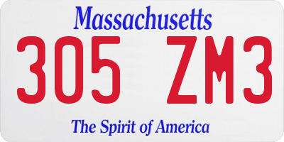 MA license plate 305ZM3