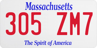 MA license plate 305ZM7