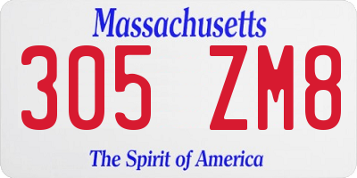MA license plate 305ZM8