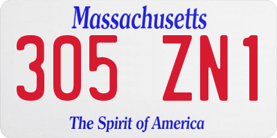 MA license plate 305ZN1