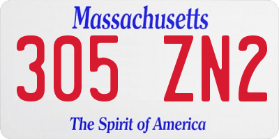 MA license plate 305ZN2