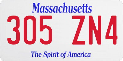 MA license plate 305ZN4