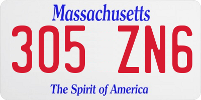 MA license plate 305ZN6