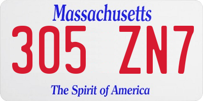 MA license plate 305ZN7