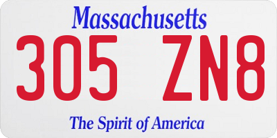 MA license plate 305ZN8
