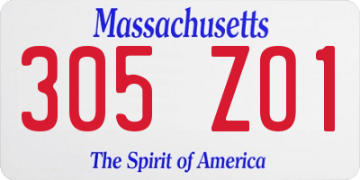 MA license plate 305ZO1