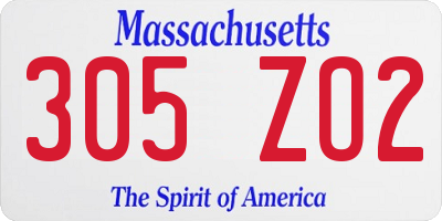 MA license plate 305ZO2