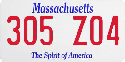 MA license plate 305ZO4