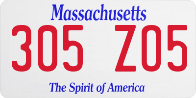 MA license plate 305ZO5