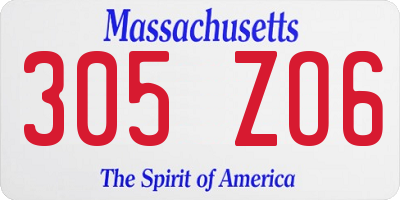 MA license plate 305ZO6