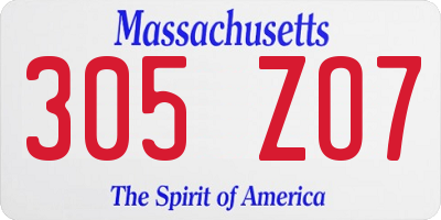 MA license plate 305ZO7