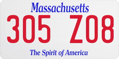 MA license plate 305ZO8