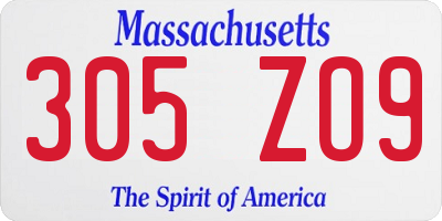 MA license plate 305ZO9