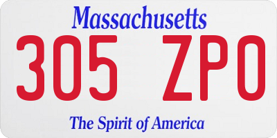 MA license plate 305ZP0