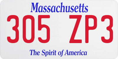 MA license plate 305ZP3