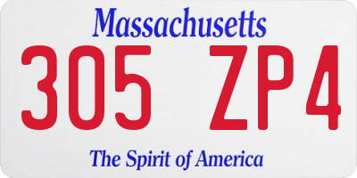 MA license plate 305ZP4