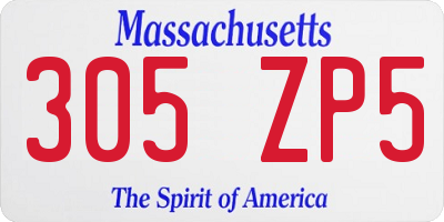 MA license plate 305ZP5