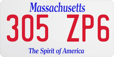 MA license plate 305ZP6