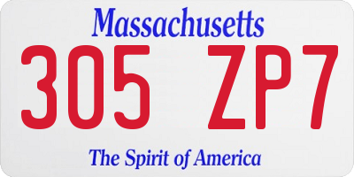 MA license plate 305ZP7