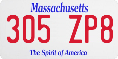 MA license plate 305ZP8