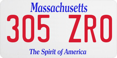 MA license plate 305ZR0