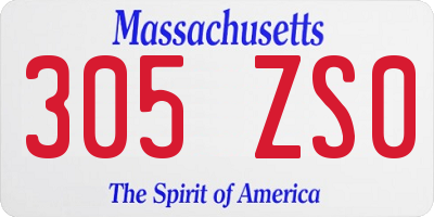 MA license plate 305ZS0