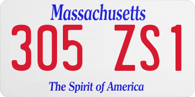 MA license plate 305ZS1