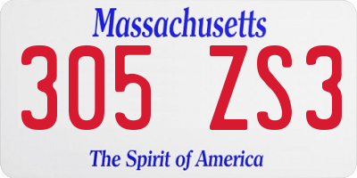 MA license plate 305ZS3
