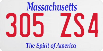 MA license plate 305ZS4