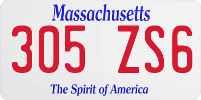 MA license plate 305ZS6