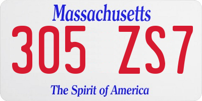 MA license plate 305ZS7