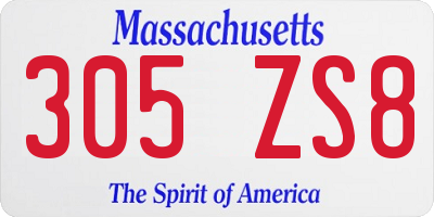 MA license plate 305ZS8