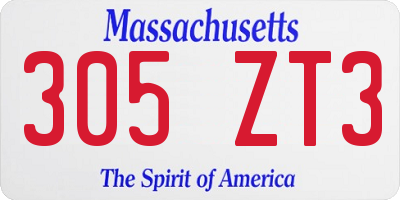 MA license plate 305ZT3