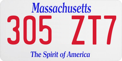 MA license plate 305ZT7