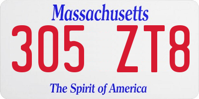 MA license plate 305ZT8
