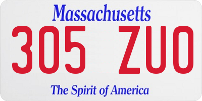 MA license plate 305ZU0