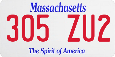 MA license plate 305ZU2