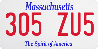 MA license plate 305ZU5