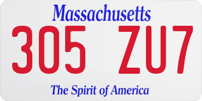 MA license plate 305ZU7