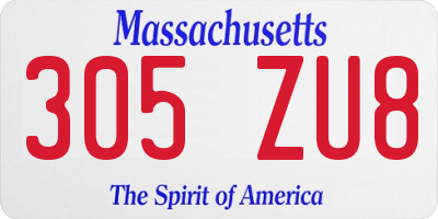 MA license plate 305ZU8