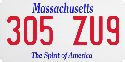 MA license plate 305ZU9